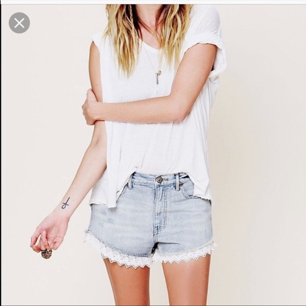 Free People Lace Trim Shorte